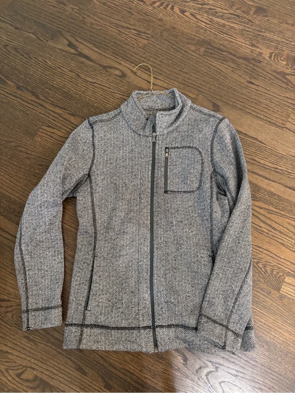 Womens Heather Gray Zip-Up Jacket Fleece Midweight